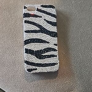 Rhinestone Zebra Print Iphone case